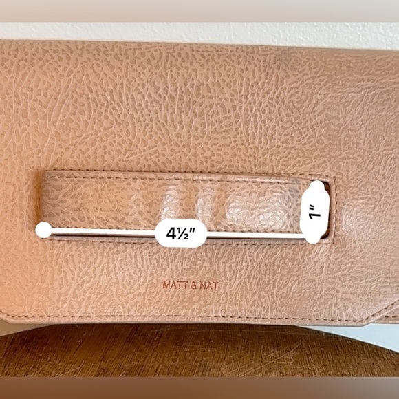 SOLD- MATT & Nat Vegan Abiko  Fold Over Clutch In The Colour Champagne Pink - Picture 9 of 16